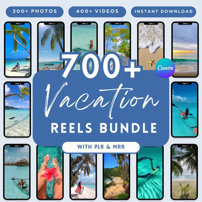 700+ Vacation Reels Bundle | 400+ Videos + 300+ Photos | Canva Templates with PLR & MRR