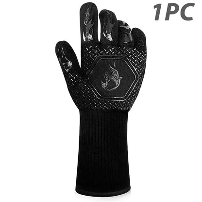 1PC / 1 Pair Oven Gloves, Oven Mitts, Heat Resistant Fireproof Non-Slip Silicone BBQ Grill Gloves for Cooking Barbecue Baking - Smoothy Home