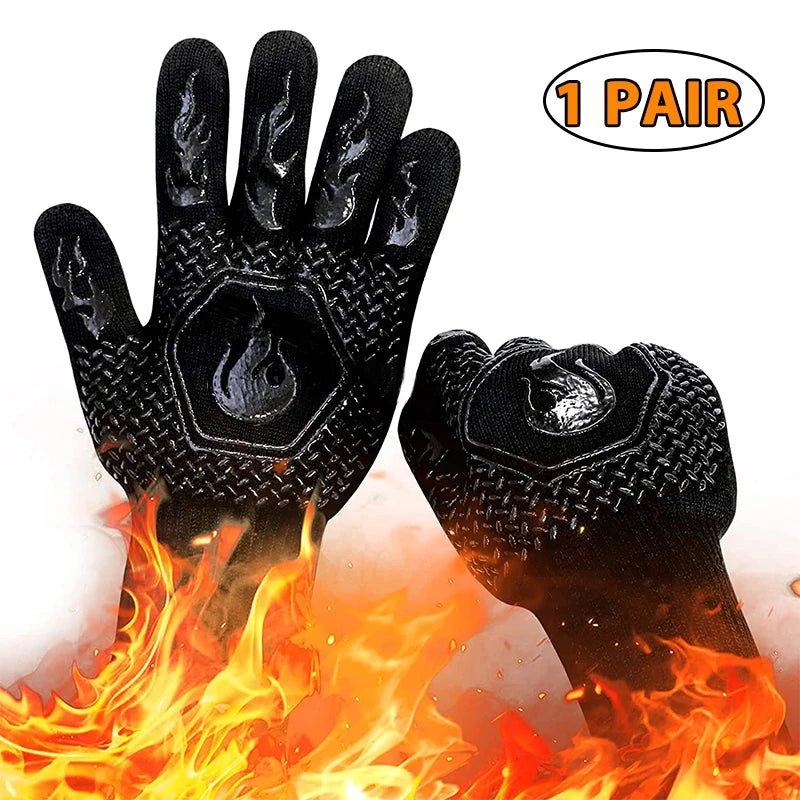 1PC / 1 Pair Oven Gloves, Oven Mitts, Heat Resistant Fireproof Non-Slip Silicone BBQ Grill Gloves for Cooking Barbecue Baking - Smoothy Home