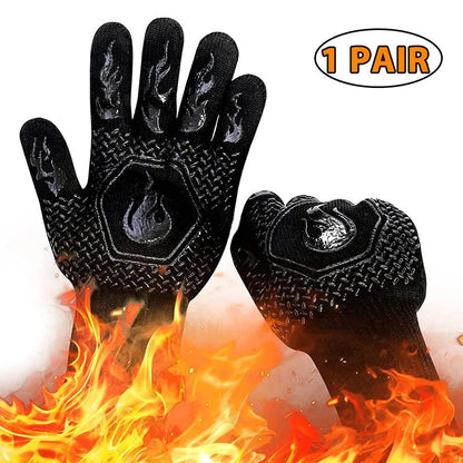 1PC / 1 Pair Oven Gloves, Oven Mitts, Heat Resistant Fireproof Non-Slip Silicone BBQ Grill Gloves for Cooking Barbecue Baking - Smoothy Home