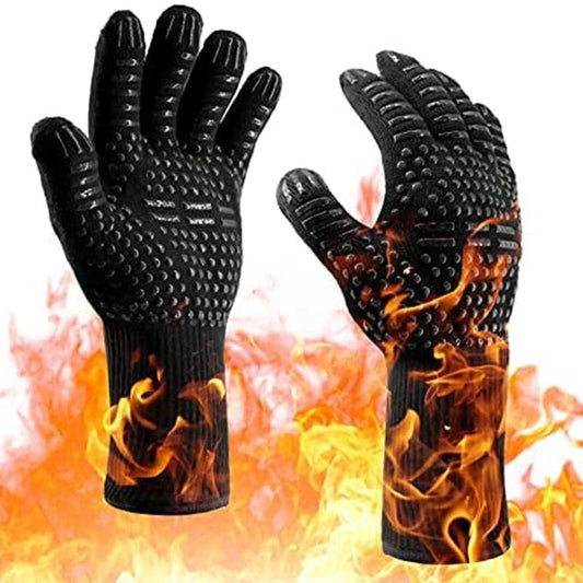 1PC / 1 Pair Oven Gloves, Oven Mitts, Heat Resistant Fireproof Non-Slip Silicone BBQ Grill Gloves for Cooking Barbecue Baking - Smoothy Home