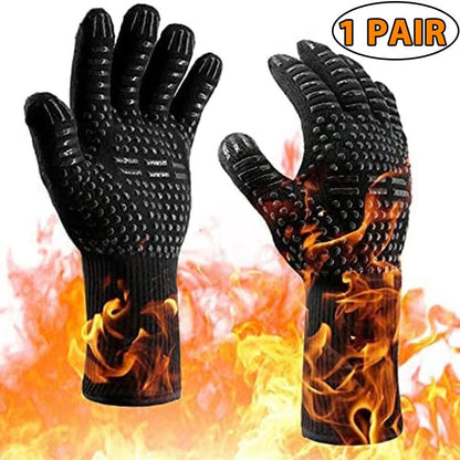 1PC / 1 Pair Oven Gloves, Oven Mitts, Heat Resistant Fireproof Non-Slip Silicone BBQ Grill Gloves for Cooking Barbecue Baking - Smoothy Home