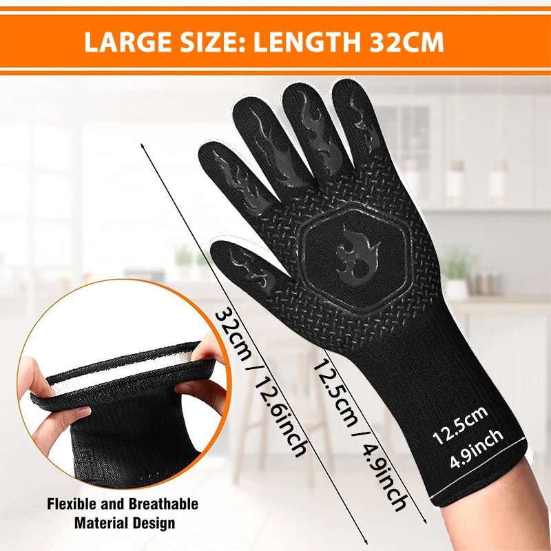 1PC / 1 Pair Oven Gloves, Oven Mitts, Heat Resistant Fireproof Non-Slip Silicone BBQ Grill Gloves for Cooking Barbecue Baking - Smoothy Home