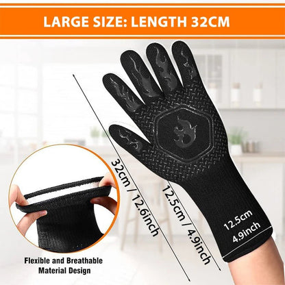 1PC / 1 Pair Oven Gloves, Oven Mitts, Heat Resistant Fireproof Non-Slip Silicone BBQ Grill Gloves for Cooking Barbecue Baking - Smoothy Home