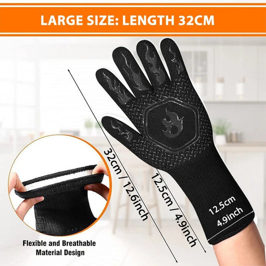 1PC / 1 Pair Oven Gloves, Oven Mitts, Heat Resistant Fireproof Non-Slip Silicone BBQ Grill Gloves for Cooking Barbecue Baking - Smoothy Home