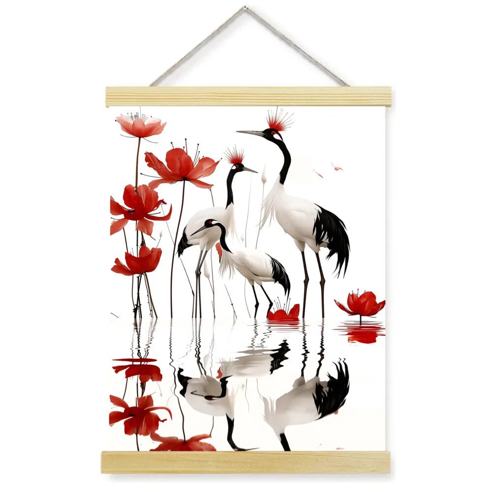 1pc 2D Flat Frameless Phoenix Fire Animal Canvas Art Scroll Hanging Posters Print,Modern Mythical Firebird Wall Decor - Smoothy Home
