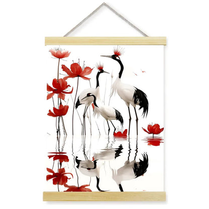 1pc 2D Flat Frameless Phoenix Fire Animal Canvas Art Scroll Hanging Posters Print,Modern Mythical Firebird Wall Decor - Smoothy Home