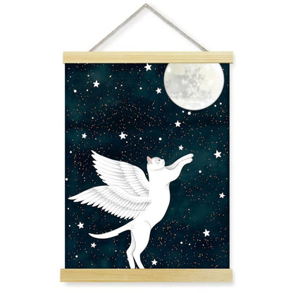 1pc 2D Flat Frameless Phoenix Fire Animal Canvas Art Scroll Hanging Posters Print,Modern Mythical Firebird Wall Decor - Smoothy Home