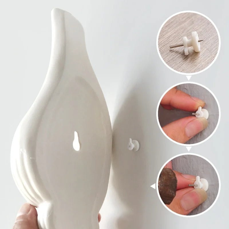 1Pc Amagogo Modern White Ceramic Sea Shell Conch Flower Vase Wall Hanging Home Decor - Smoothy Home
