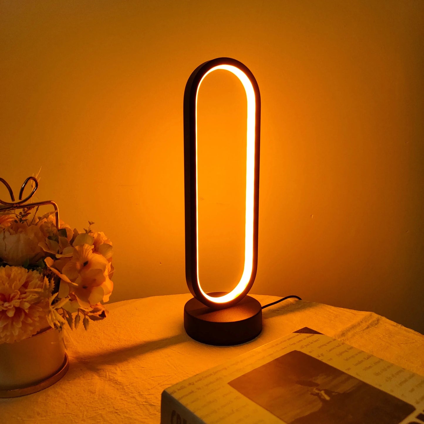 1PC Lamp bedroom Ring Lamp Living Room Three-color Dimming Bedside Lamp LED Night Light - Smoothy Home