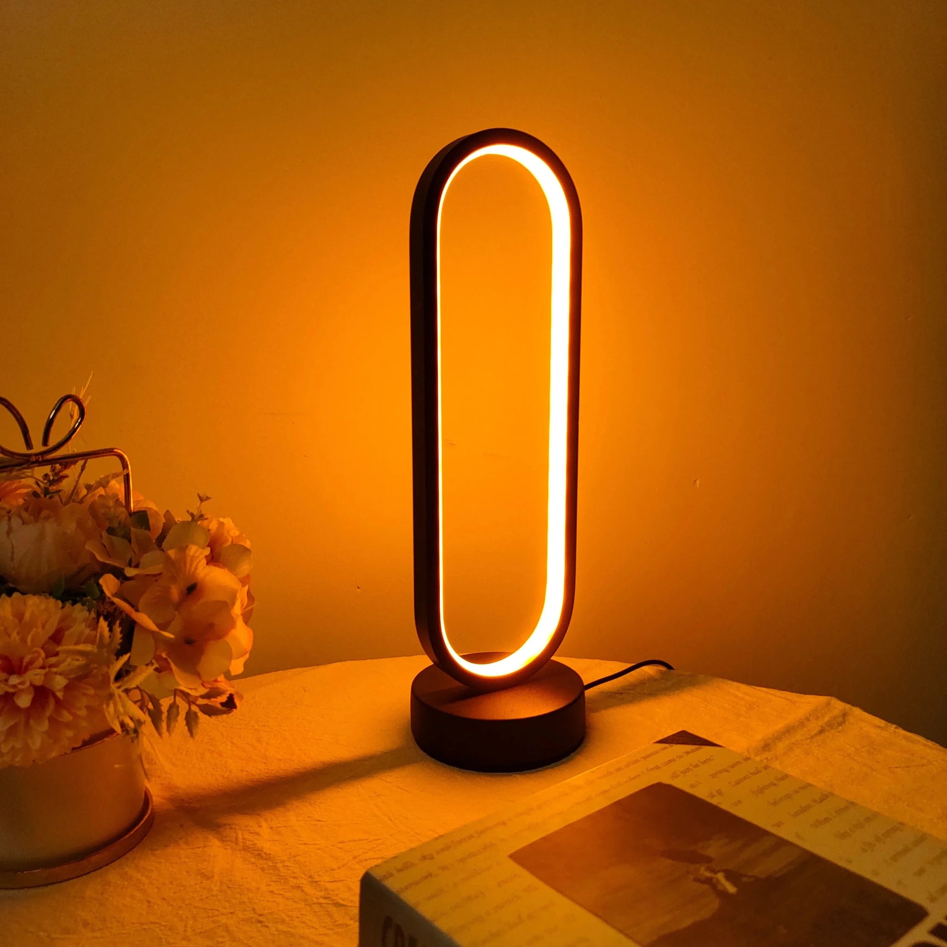 1PC Lamp bedroom Ring Lamp Living Room Three-color Dimming Bedside Lamp LED Night Light - Smoothy Home
