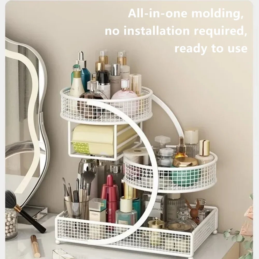 1PC Makeup Storage Rack Cosmetic Organizer Metal Organizing Box Multi-layer Skincare Lightweight No-Installation Home Storage - Smoothy Home