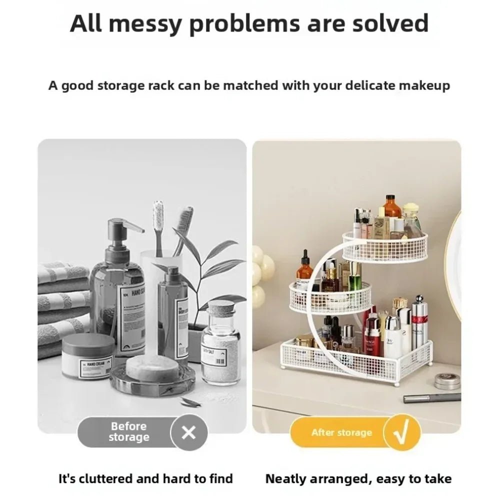 1PC Makeup Storage Rack Cosmetic Organizer Metal Organizing Box Multi-layer Skincare Lightweight No-Installation Home Storage - Smoothy Home