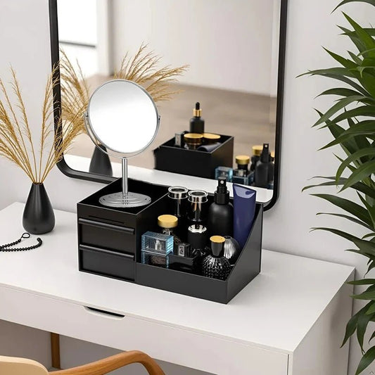 1pc Mens Fragrance Organizer, Perfume & Cologne Stand with Drawers, Modern Bathroom Dresser Top Storage, Counter Tidy - Smoothy Home