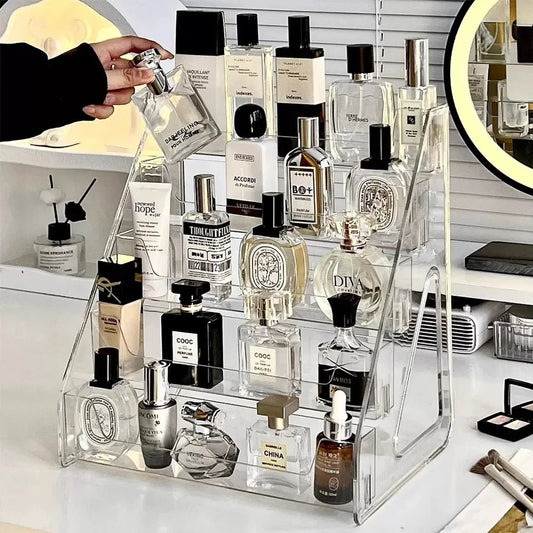 1PC Multi-Function Ladder Type Storage Box Rack for Cosmetics Perfume Nail Polish Hand Handle Organizer - Smoothy Home