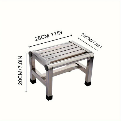 1Pc Multi-purpose Stainless Steel Stool - Durable Thick & Sturdy Stool, Ideal for Living Room, Bathroom, Kitchen and Corridors - Smoothy Home
