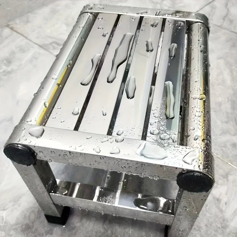 1Pc Multi-purpose Stainless Steel Stool - Durable Thick & Sturdy Stool, Ideal for Living Room, Bathroom, Kitchen and Corridors - Smoothy Home