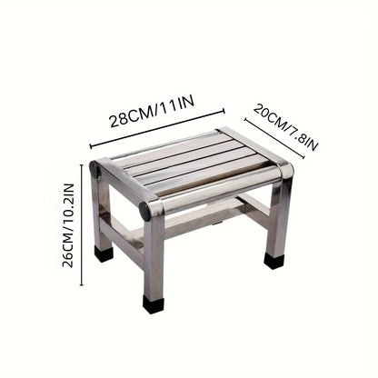 1Pc Multi-purpose Stainless Steel Stool - Durable Thick & Sturdy Stool, Ideal for Living Room, Bathroom, Kitchen and Corridors - Smoothy Home