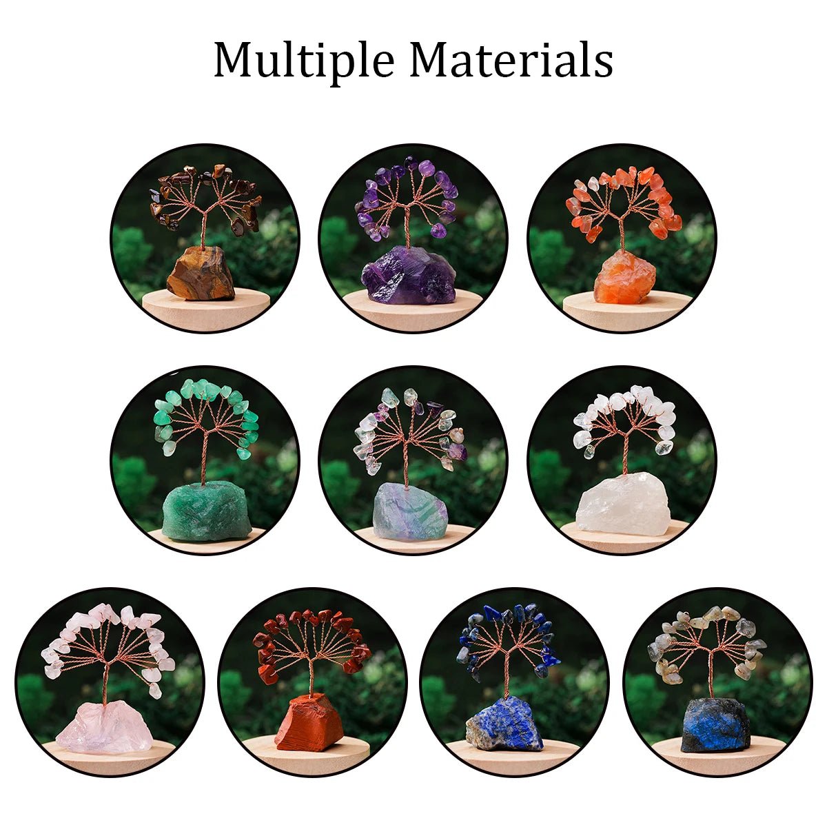 1PC Natural Gemstone Crystal Lucky Tree irregular Raw Stone Base Home Office Desk Living Room Crystal Decor - Smoothy Home