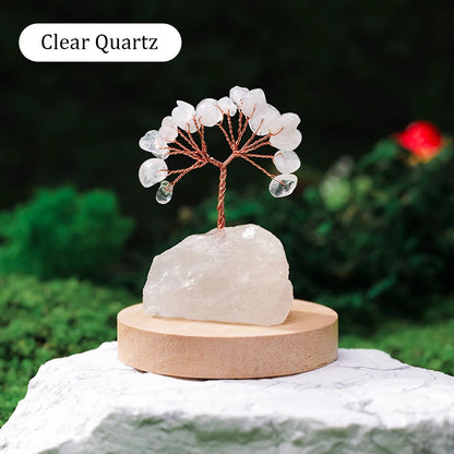 1PC Natural Gemstone Crystal Lucky Tree irregular Raw Stone Base Home Office Desk Living Room Crystal Decor - Smoothy Home