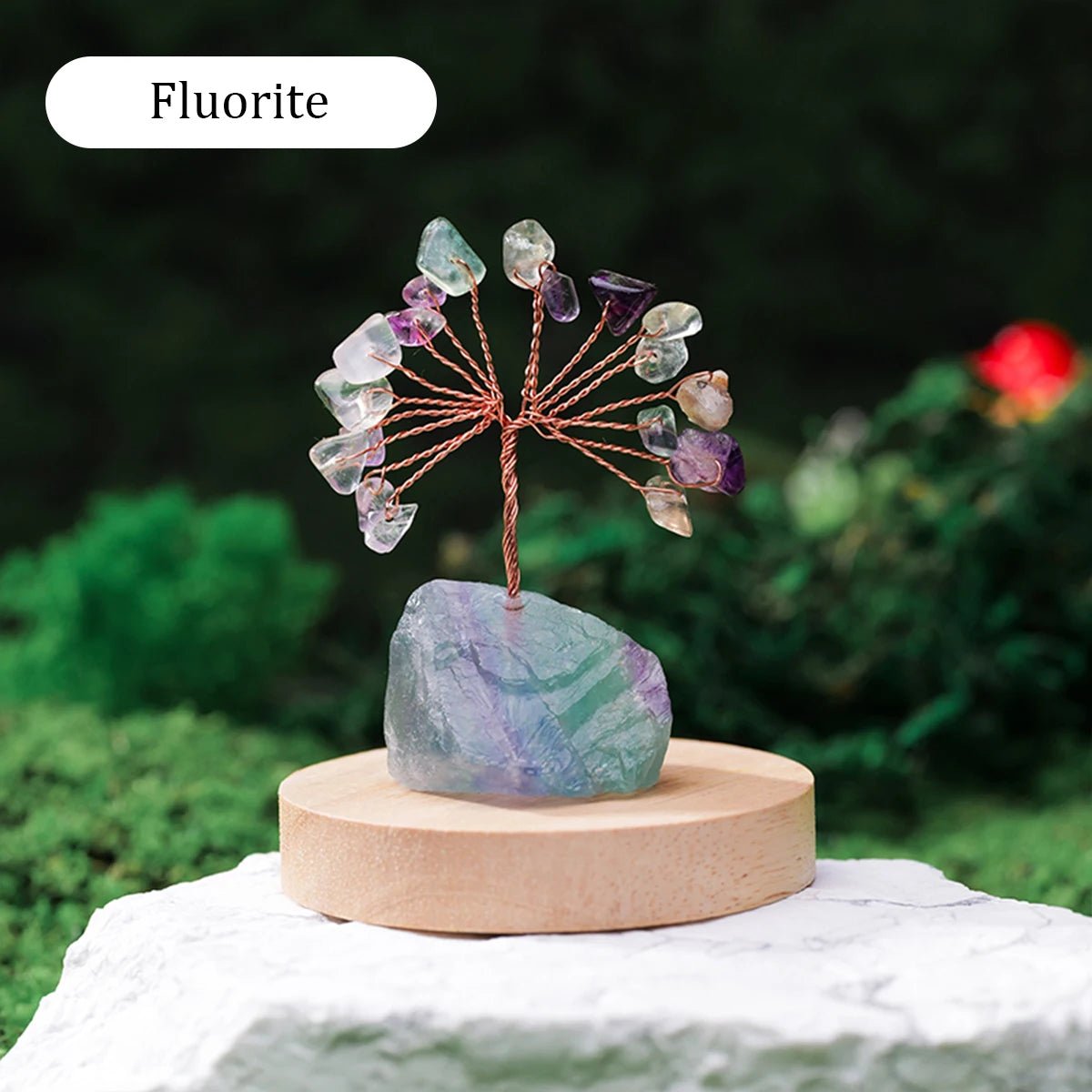 1PC Natural Gemstone Crystal Lucky Tree irregular Raw Stone Base Home Office Desk Living Room Crystal Decor - Smoothy Home