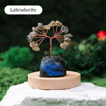 1PC Natural Gemstone Crystal Lucky Tree irregular Raw Stone Base Home Office Desk Living Room Crystal Decor - Smoothy Home