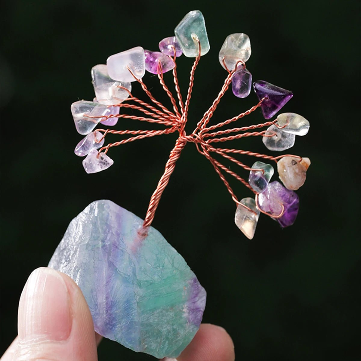 1PC Natural Gemstone Crystal Lucky Tree irregular Raw Stone Base Home Office Desk Living Room Crystal Decor - Smoothy Home