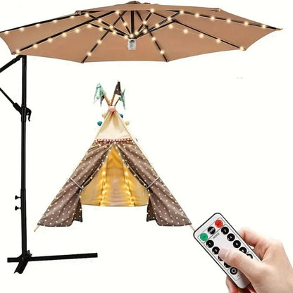 1PC Patio Umbrella Light with Remote 8 Adjustable Brightness Modes Outdoor Waterproof 104 LED Light Battery Operated For Beach - Smoothy Home