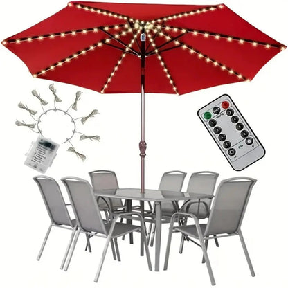 1PC Patio Umbrella Light with Remote 8 Adjustable Brightness Modes Outdoor Waterproof 104 LED Light Battery Operated For Beach - Smoothy Home