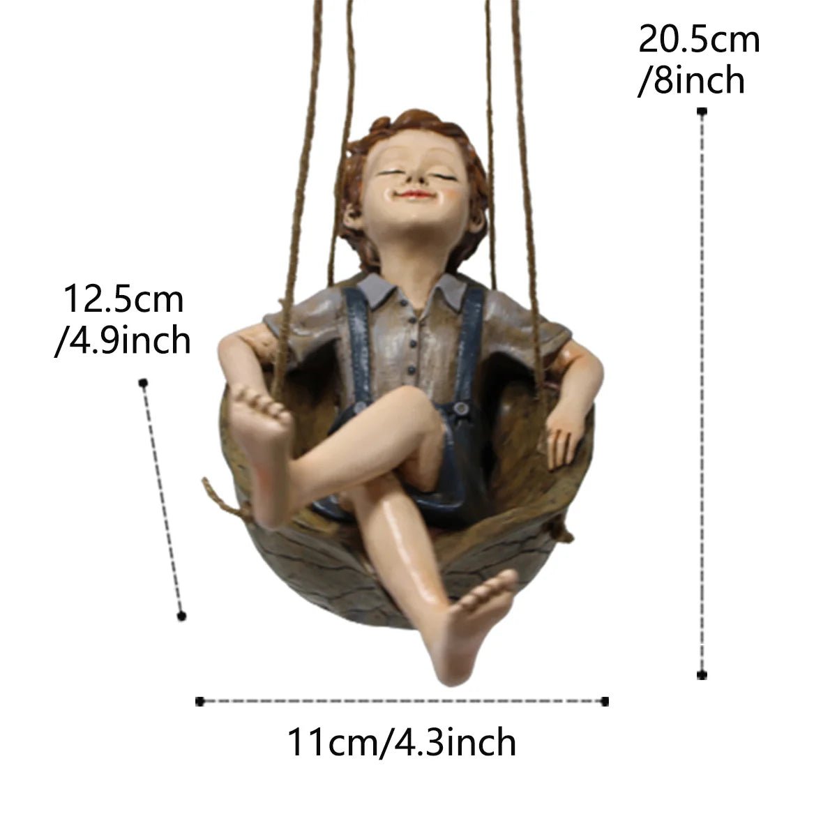 1pc Swing Boy Statue, Leisurely Atmosphere Garden Accessories, Resin Sculpture Ornament For Home Office Desktop Living Room Book - Smoothy Home
