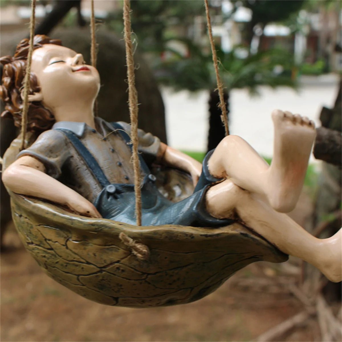 1pc Swing Boy Statue, Leisurely Atmosphere Garden Accessories, Resin Sculpture Ornament For Home Office Desktop Living Room Book - Smoothy Home