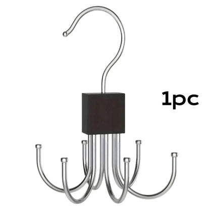 1pcs 360° Rotating Storage Hanger Hook Multi-Claw Bag Metal Belts Rack Wooden Organizer For Bras Ties Household Closet Acces - Smoothy Home