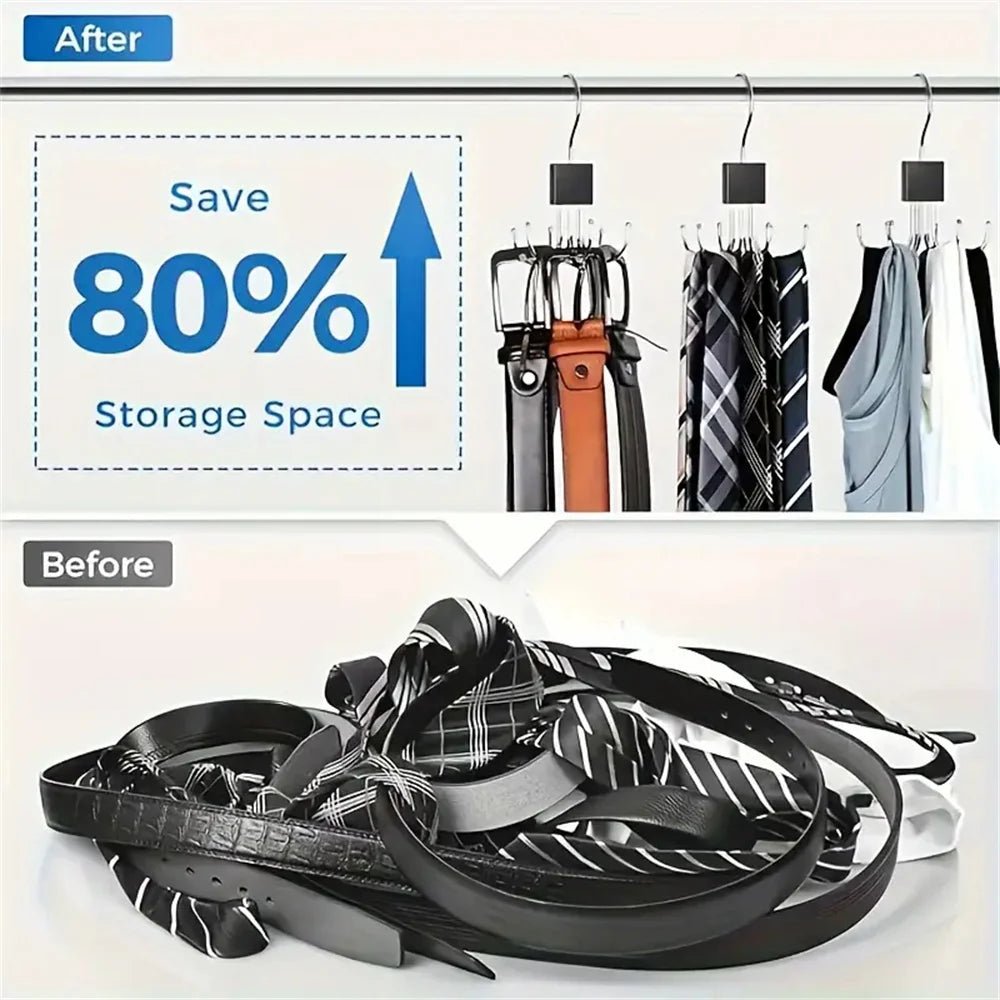 1pcs 360° Rotating Storage Hanger Hook Multi-Claw Bag Metal Belts Rack Wooden Organizer For Bras Ties Household Closet Acces - Smoothy Home