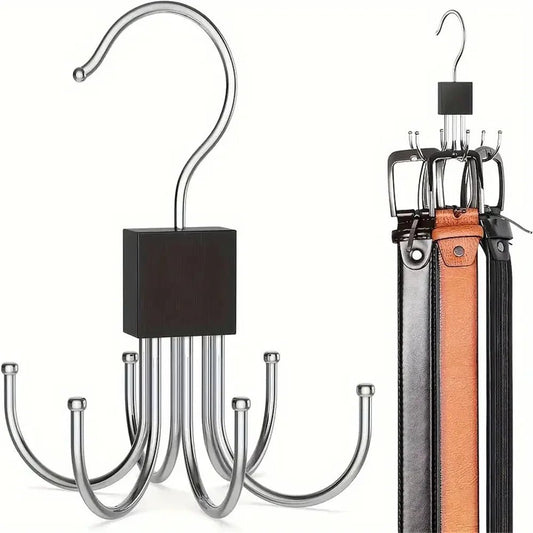 1pcs 360° Rotating Storage Hanger Hook Multi-Claw Bag Metal Belts Rack Wooden Organizer For Bras Ties Household Closet Acces - Smoothy Home
