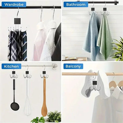1pcs 360° Rotating Storage Hanger Hook Multi-Claw Bag Metal Belts Rack Wooden Organizer For Bras Ties Household Closet Acces - Smoothy Home