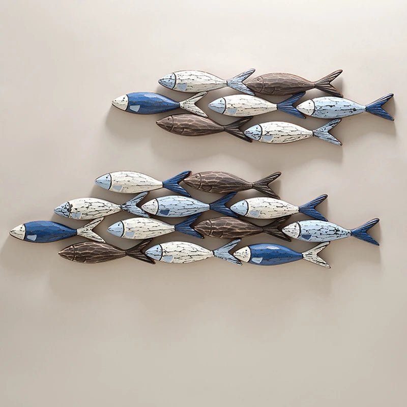 1set Mediterranean Creative Shoal of Fish Hanging Decorations - Homestay Wall Decoration Restaurant Home Handmade Fish Wall Deco - Smoothy Home
