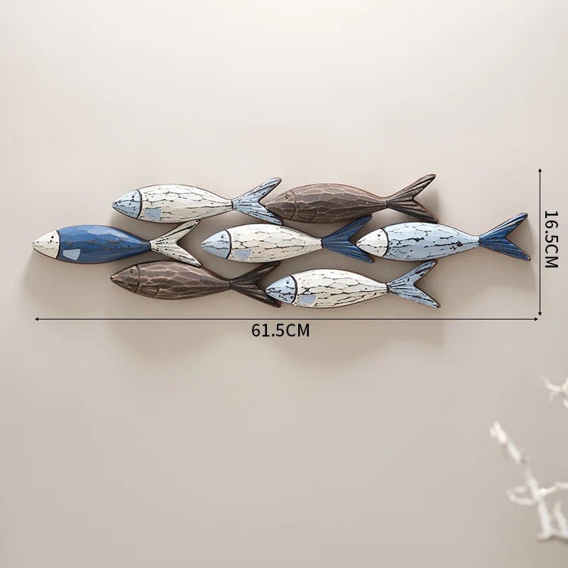 1set Mediterranean Creative Shoal of Fish Hanging Decorations - Homestay Wall Decoration Restaurant Home Handmade Fish Wall Deco - Smoothy Home