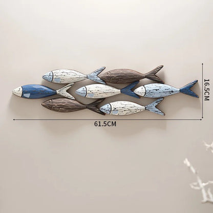 1set Mediterranean Creative Shoal of Fish Hanging Decorations - Homestay Wall Decoration Restaurant Home Handmade Fish Wall Deco - Smoothy Home