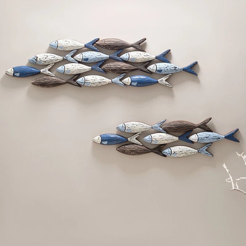 1set Mediterranean Creative Shoal of Fish Hanging Decorations - Homestay Wall Decoration Restaurant Home Handmade Fish Wall Deco - Smoothy Home