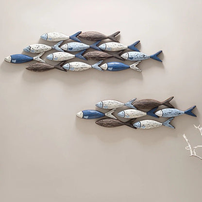 1set Mediterranean Creative Shoal of Fish Hanging Decorations - Homestay Wall Decoration Restaurant Home Handmade Fish Wall Deco - Smoothy Home