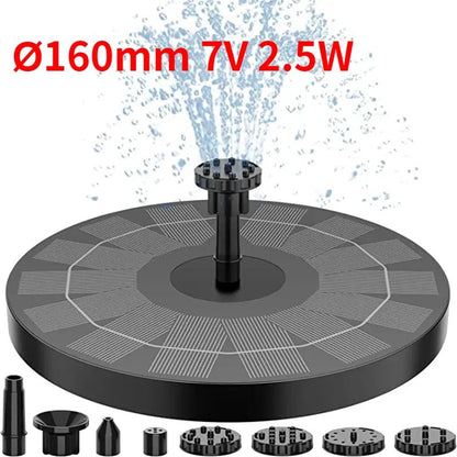 1W/1.5W/2.5W Outdoor Solar Fountain Suitable for Garden Pond Solar Fountain Pump Kit with 6 Nozzles for Garden Decoration - Smoothy Home
