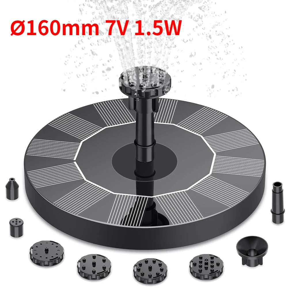 1W/1.5W/2.5W Outdoor Solar Fountain Suitable for Garden Pond Solar Fountain Pump Kit with 6 Nozzles for Garden Decoration - Smoothy Home