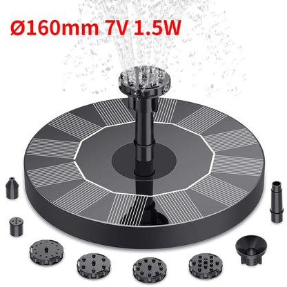 1W/1.5W/2.5W Outdoor Solar Fountain Suitable for Garden Pond Solar Fountain Pump Kit with 6 Nozzles for Garden Decoration - Smoothy Home