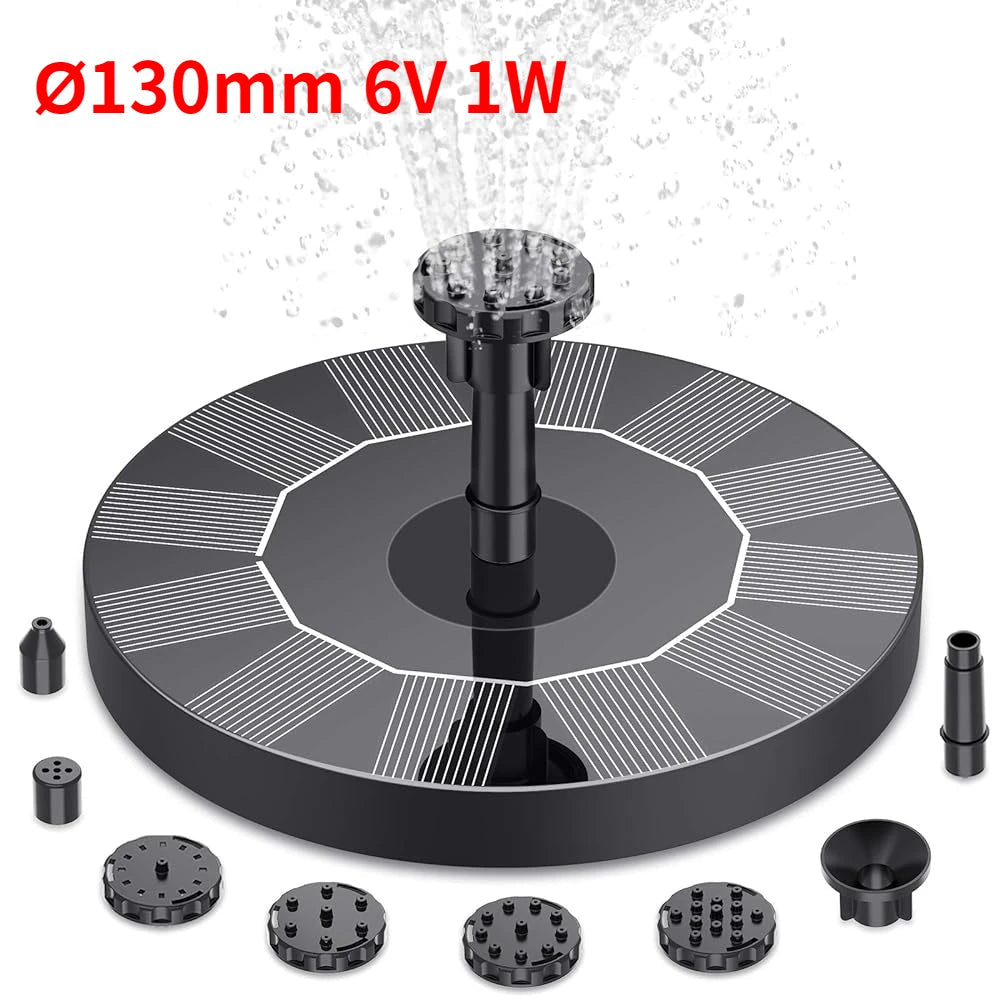 1W/1.5W/2.5W Outdoor Solar Fountain Suitable for Garden Pond Solar Fountain Pump Kit with 6 Nozzles for Garden Decoration - Smoothy Home