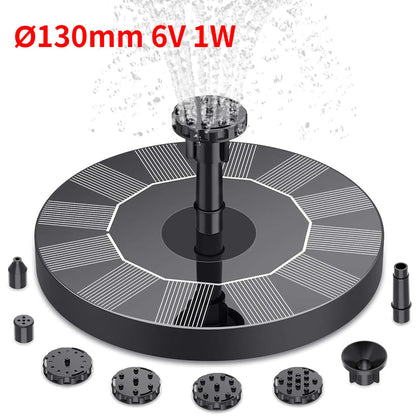1W/1.5W/2.5W Outdoor Solar Fountain Suitable for Garden Pond Solar Fountain Pump Kit with 6 Nozzles for Garden Decoration - Smoothy Home