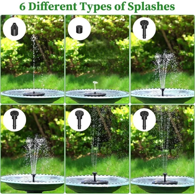 1W/1.5W/2.5W Outdoor Solar Fountain Suitable for Garden Pond Solar Fountain Pump Kit with 6 Nozzles for Garden Decoration - Smoothy Home