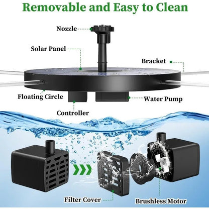 1W/1.5W/2.5W Outdoor Solar Fountain Suitable for Garden Pond Solar Fountain Pump Kit with 6 Nozzles for Garden Decoration - Smoothy Home