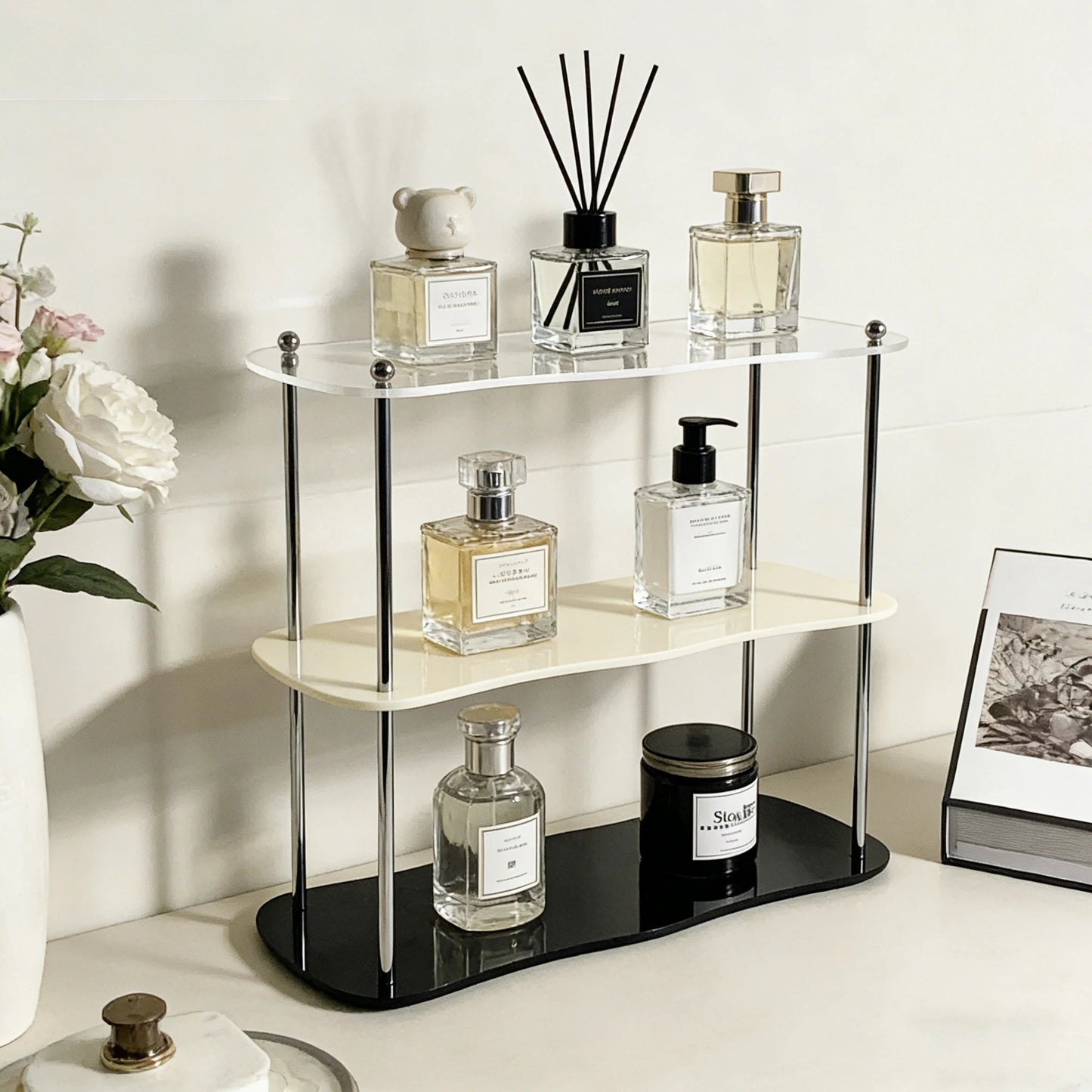 2-3 Layers Acrylic Storage Rack Modern Organizer Removable Display Stand for Makeup Perfumes And Cups - Desktop Cosmetic Rack - Smoothy Home
