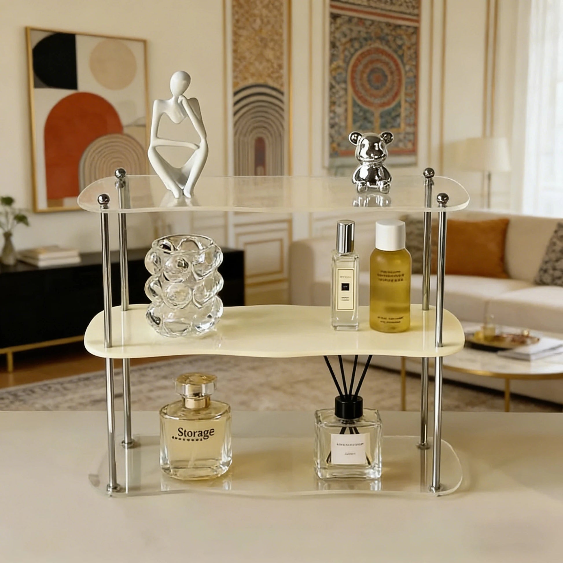 2-3 Layers Acrylic Storage Rack Modern Organizer Removable Display Stand for Makeup Perfumes And Cups - Desktop Cosmetic Rack - Smoothy Home