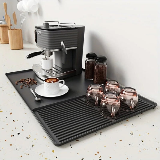 2-in-1 Silicone Coffee Mat, Suitable for Coffee Bar Protection. for Espresso Machines and Drip Dry Mats with Non-Slip Design - Smoothy Home